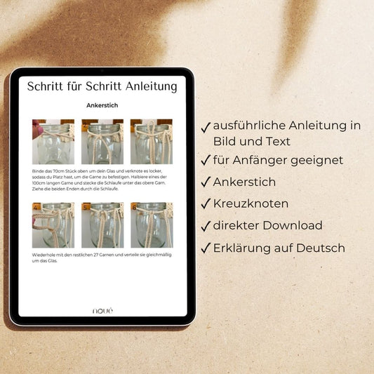 Auszug aus Anleitung Basic Knoten für Makramee Windlicht