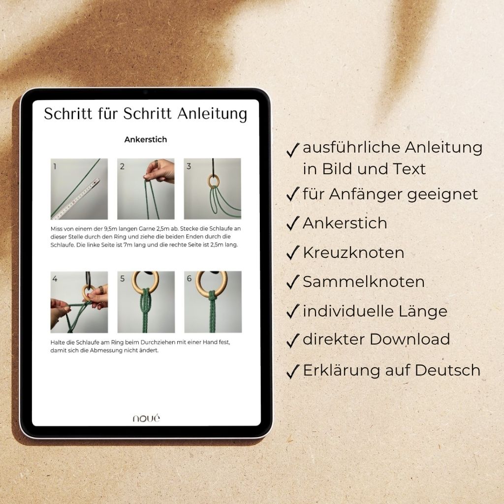 Auszug aus der DIY Makramee Yogamattengurt Anleitung mit Basic Knoten