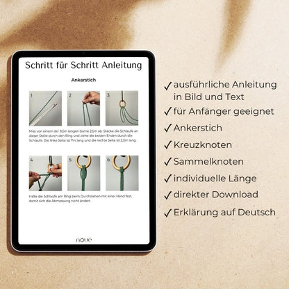 Auszug aus der DIY Makramee Yogamattengurt Anleitung mit Basic Knoten