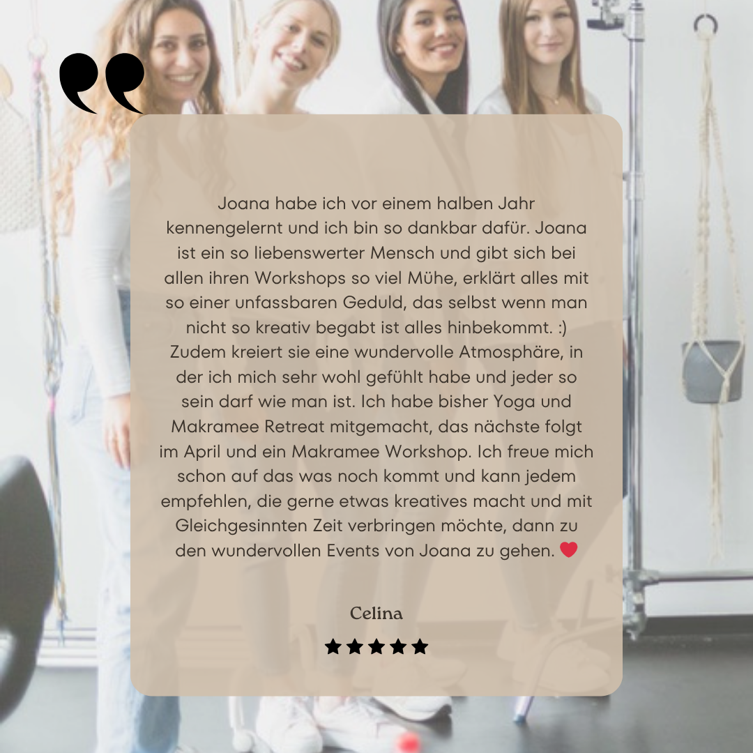 Kreativer Jga, Workshop und Retreat mit Joana von Noué Rezension von Celina