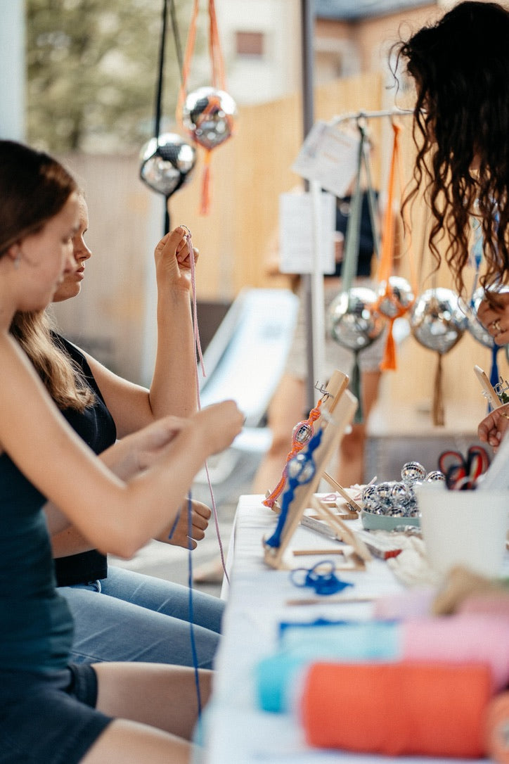 Makramee Workshop Disco Anhänger