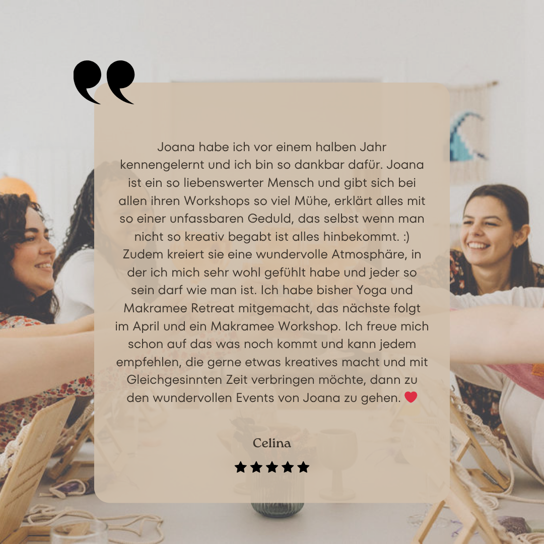 Kreative Workshops und Retreats von Noué Rezension von Celina