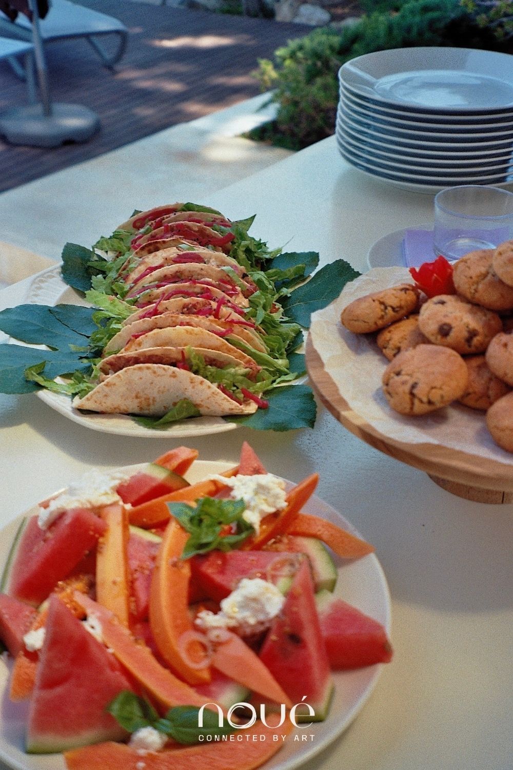 Papaya-Melone Salat, gesunde Cookies und frische Tacos beim Retreat