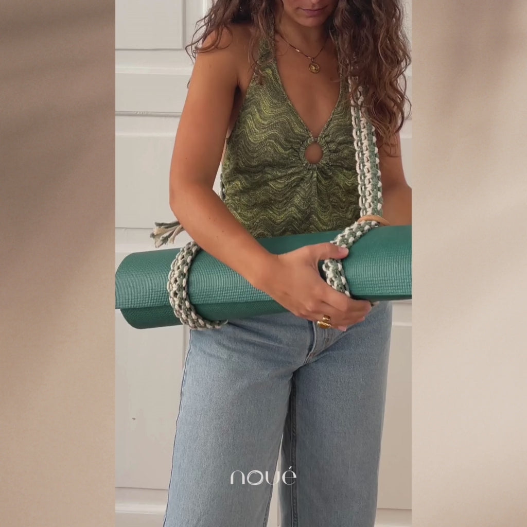 Makramee Yogagurt richtig anziehen, DIY Makramee Anleitung für Yogamattengurt